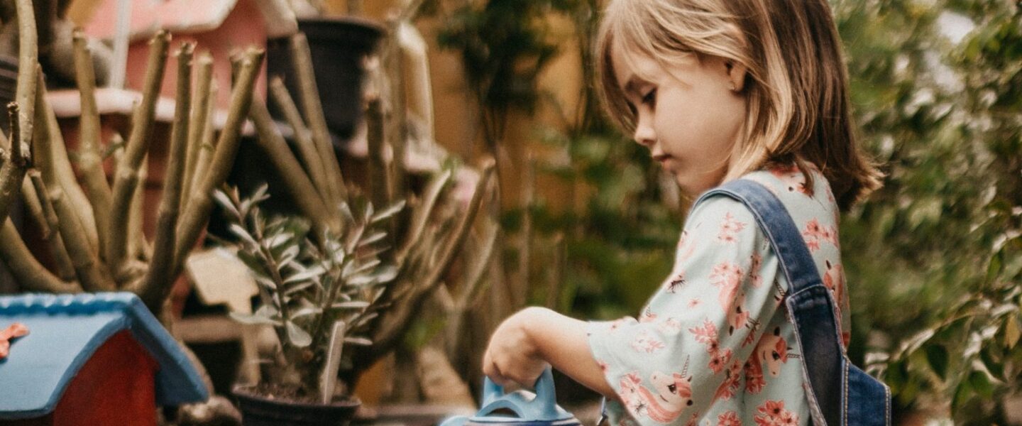 child in garden